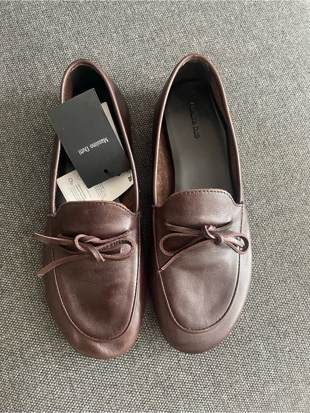 Massimo dutti fall 2026 womens  Brown Leather Lace-Front Loafers - Picture 2 of 4